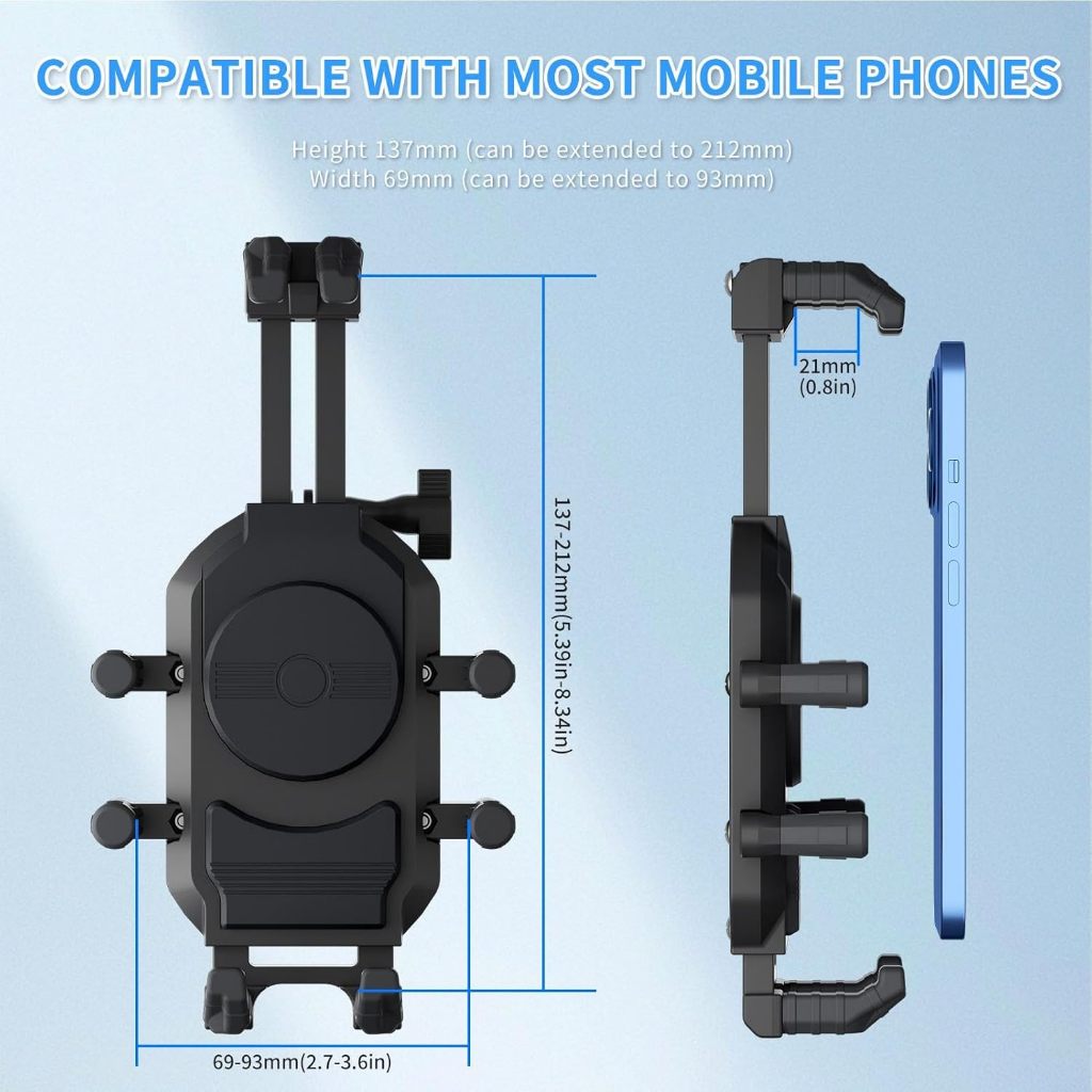 Octopus Grip Anti-Theft Motorcycle Phone Mount – 4-Point Shock Absorbing & Anti-Glare Navigation Holder