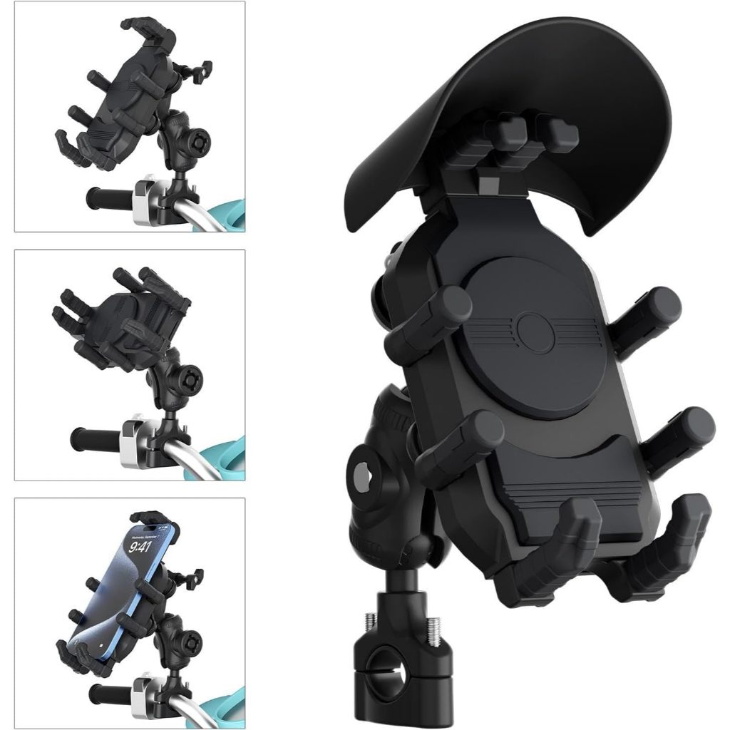 Octopus Grip Anti-Theft Motorcycle Phone Mount – 4-Point Shock Absorbing & Anti-Glare Navigation Holder