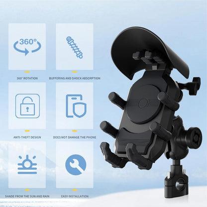Octopus Grip Anti-Theft Motorcycle Phone Mount – 4-Point Shock Absorbing & Anti-Glare Navigation Holder