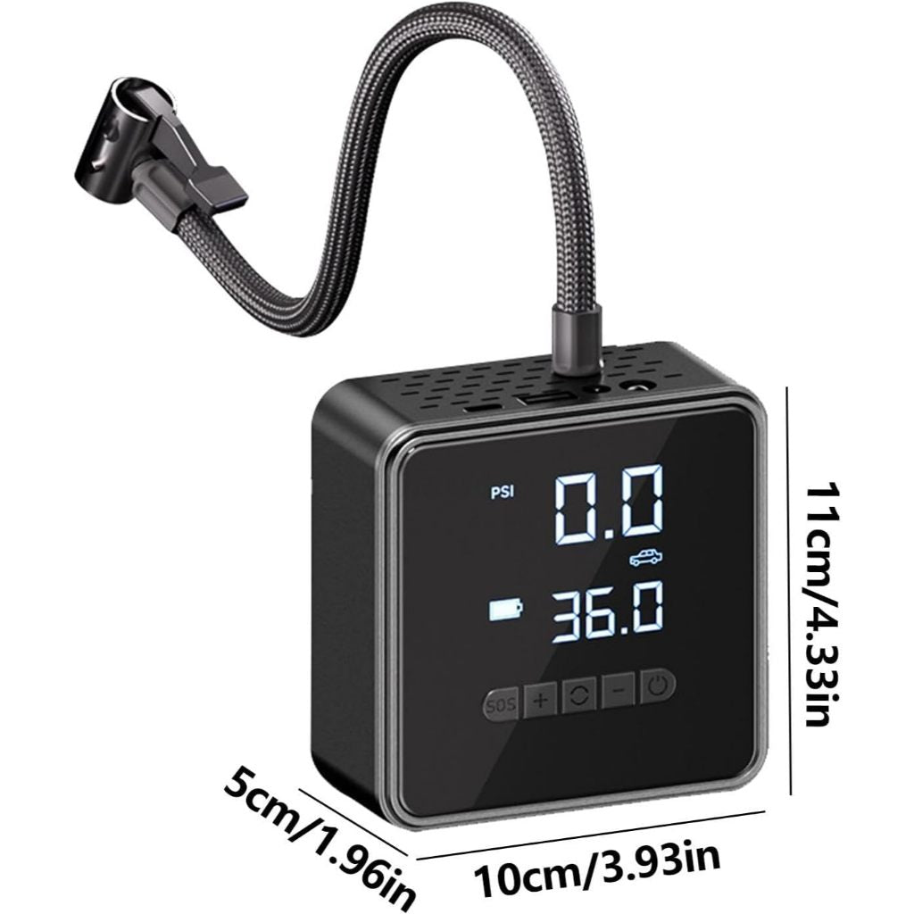 Portable Electric Air Pump  – Cordless Tire Inflator for Car, Motorcycle & Bike | 2000mAh Power Bank & LED