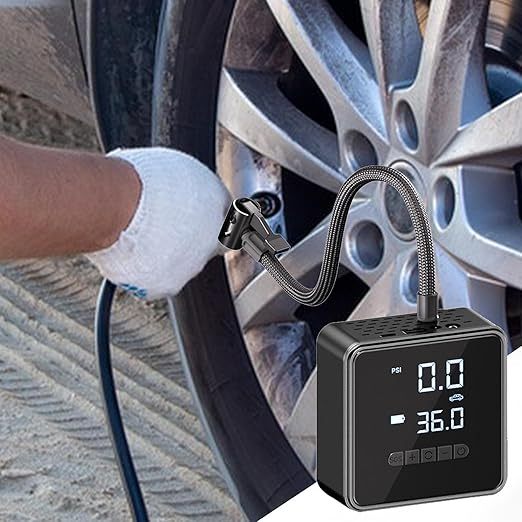 Portable Electric Air Pump  – Cordless Tire Inflator for Car, Motorcycle & Bike | 2000mAh Power Bank & LED