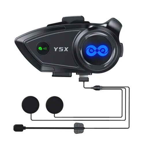 Y5X Helmet Bluetooth Headset – 4-User Group Intercom, Music Sharing & IPX6 Waterproofing