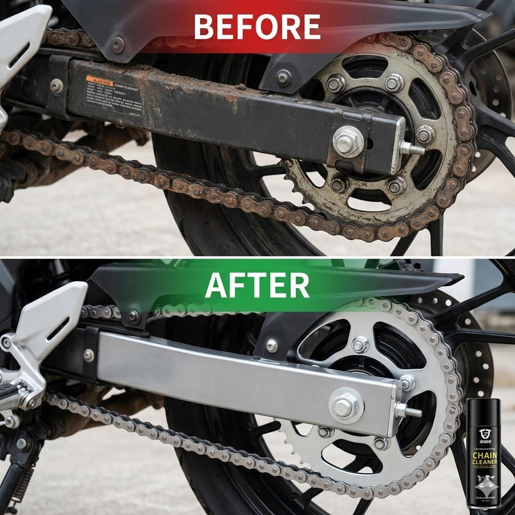 Heavy Duty Motorcycle Chain Cleaner Spray (450ml) – High-Pressure Drivetrain & Sprocket Degreaser