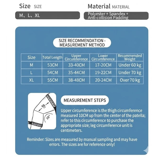 T2P Padded Knee Compression Sleeves Long Leg Sleeve Protection Knee Pad Knee Cushions