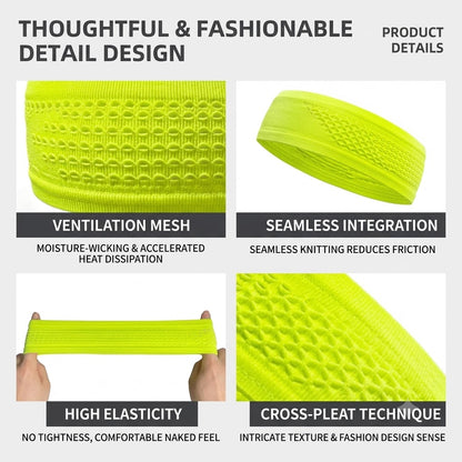 Sports Sweatband Wide Elastic Breathable Running Headband Gym Yoga Hairband Moisture Wicking